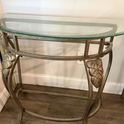 Glass And Metal Table And Mirror  