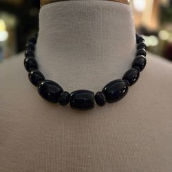 Blue Wood Beaded 18 Inch Necklace