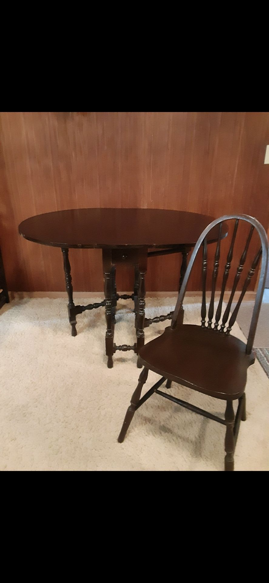 Antique Gateleg Table With Chair Black