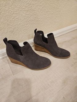 Gray Suede Wedge Ankle Booties