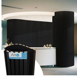 6369: New Art3d 1-Pack Acoustic Wood Slat Wall Panel with Roll-Flat Design - 95.3 x 23.8 Inch Sound Absorbing Panels for Living Room Columns Corridor 