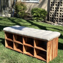 Cushioned Bench With Bottom Storage 