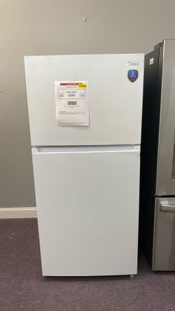 Midea Fingerprint Resistant 20.5-cu ft Standard-Depth 30-in Wide Top-Freezer Refrigerator (White ) Garage Ready ENERGY STAR Certified