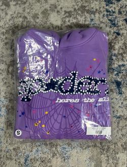 Sp5der Punk Hoodie Lavender Size Small