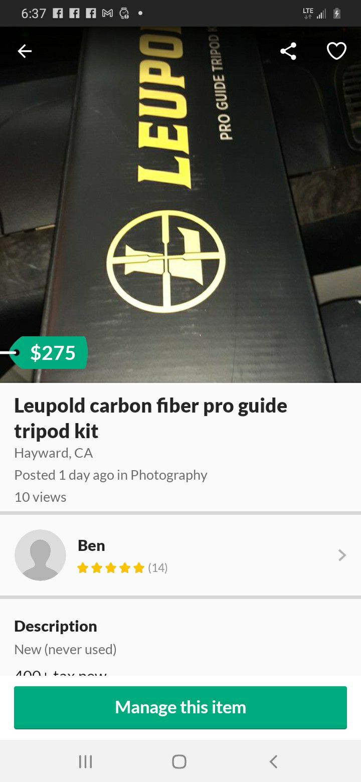 Leupold carbon fiber pro guide tripod kit