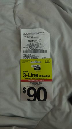 InComm Straight Talk 90 Silver 3-Line Unlimited Prepaid Plan with 10 GB Hotspot