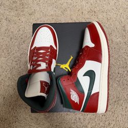 Brand New Nike Men's Size 10 and 11 Air Jordan 1 Mid (DQ8426 105) Red/Green Sneaker