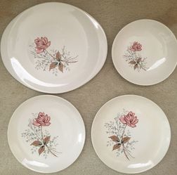 Canonsburg Pottery Royal Rose Dishware  Four Piece