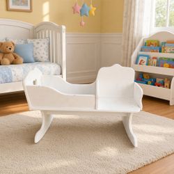 Vintage rare Child's Rocker w/ Doll Cradle handmade wood: every little girl wants one