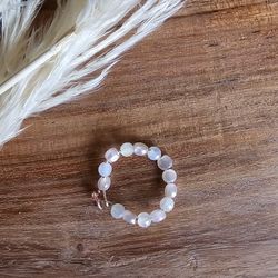 Handmade Ring Pink & White Beads Tarnish Resistant Wire About Size 8