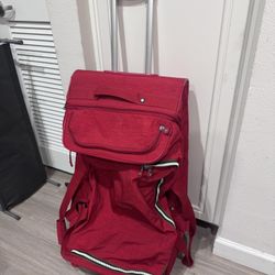 Kipling Rolling Luggage 29x15x12 Red Checked Duffel Bag