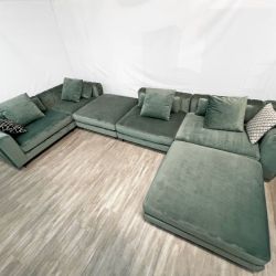 ( Delivery Available ) Rove Concepts Berlin Large Green Sectional Couch