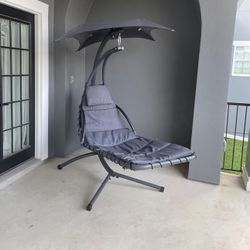 FOR SALE: Best Choice Products Outdoor Hanging Curved Steel Chaise Lounge Chair Swing – $100