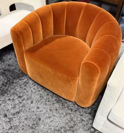 CB2 Fitz Channeled Russet Swivel Chair