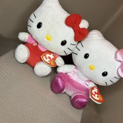 Hello Kitty Ty Beanie Babies Sanrio | 6” | 2 Plushies