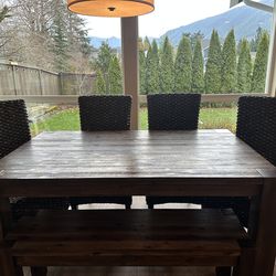 8’ Dining Table, Chairs, and Bench