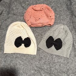 Knitted Beanie With Bow For Adult 3 For $15, Forever 21 Brand, Great For Winter Time For Any Occasion 