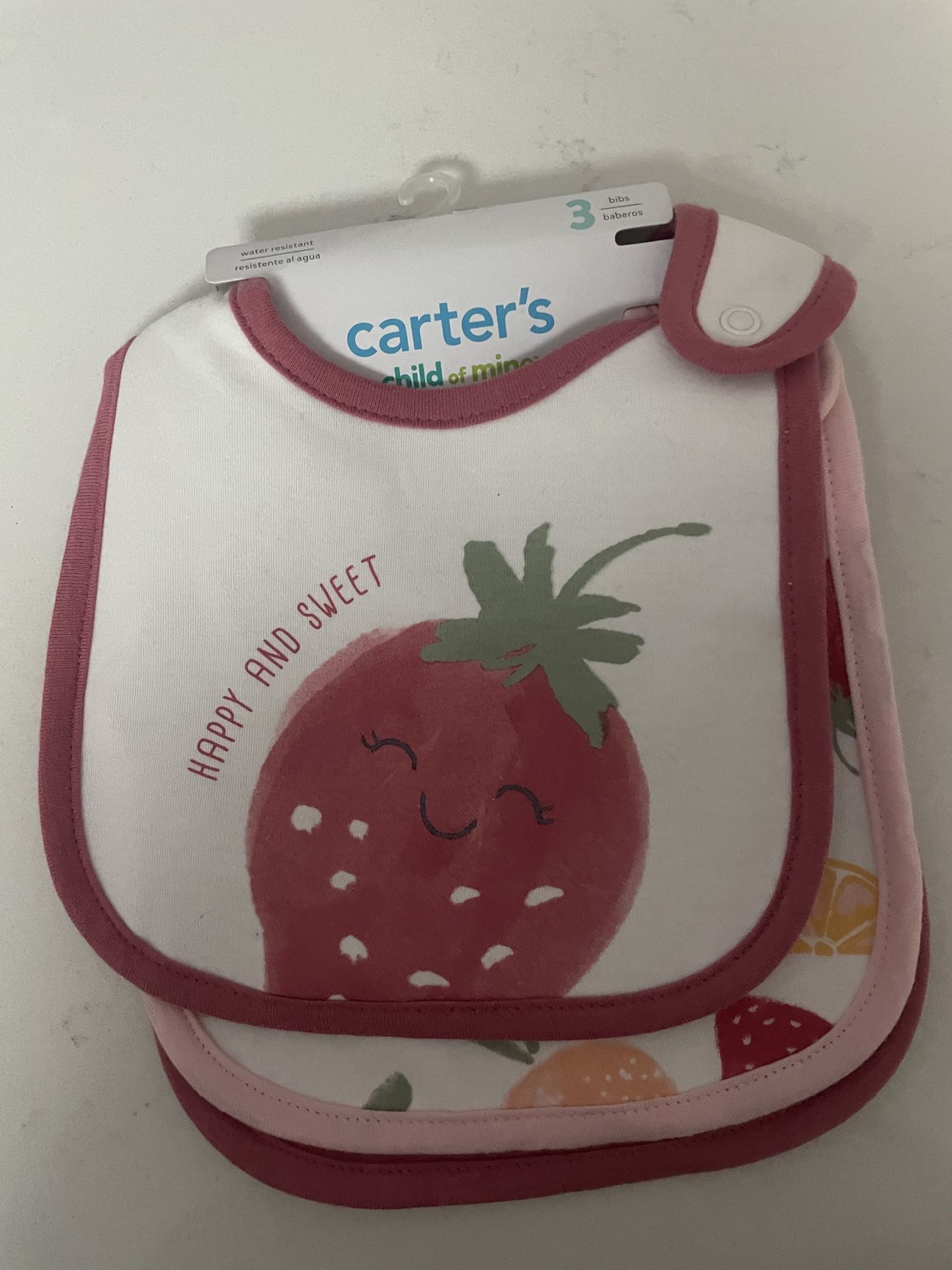 Carter's Child of Mine Baby Girl Cotton Bib, 3-Pack