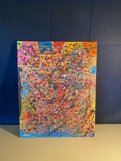 CSULI Original Abstract Splatter Painting on Canvas