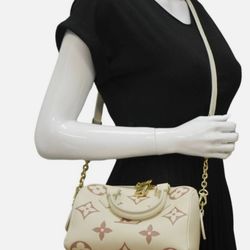 LOUIS VUITTON Speedy 20 Bandouliere Empreinte Leather Shoulder Bag Cream