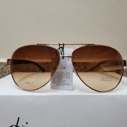 Golden Brown Aviator Sunglasses 