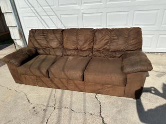 SUPER COMFY BROWN SUEDE COUCH