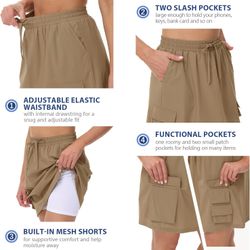 Women Athletic Tennis Golf Hiking Cargo Active Pants Skirts with Pockets Plus Size 3XL NEW CONDITION 