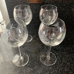4 Copas Finas Antiguas Talladas De Cristal 