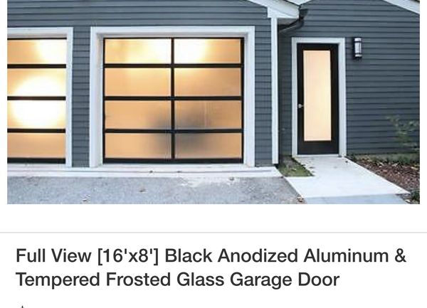 Black Anodized Aluminum Frosted Glass Modern Garage Door For