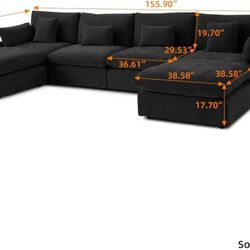 Sectional Sofa 2 Piece With 2 Ottomans 