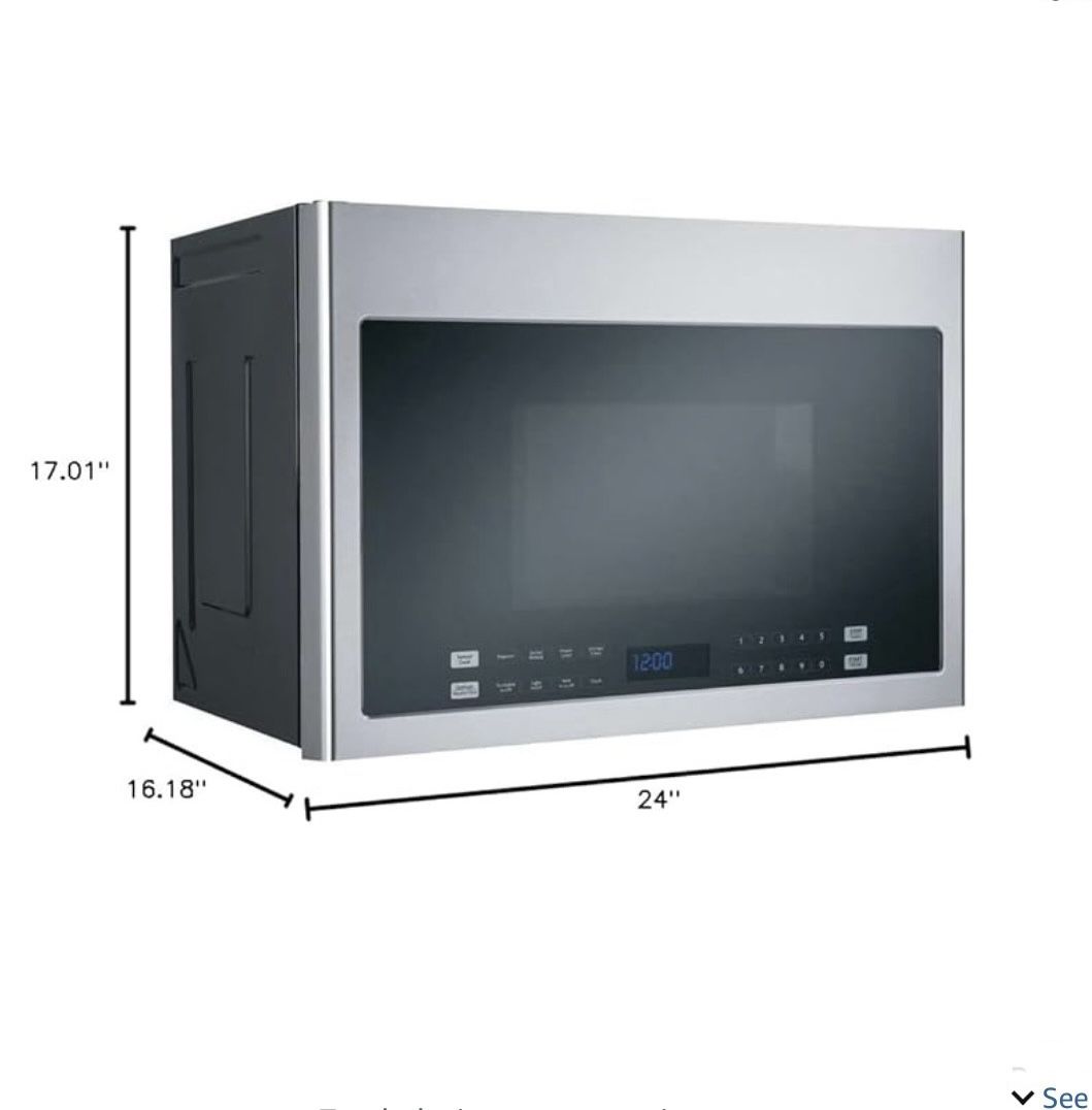 PRICE DROP!!!! Haier 24 in. 1.4 cu. ft. Over the Range Microwave New Open Box. Model # HMV1472BHS