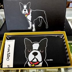 AUTHENTIC Marc Tetro Black Boston Terrier Zip Around Wallet Purse / NEW IN BOX