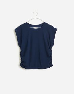 Madewell Navy Blue Ruched Side Top