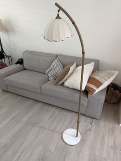 Bamboo style floor lamp with marble base