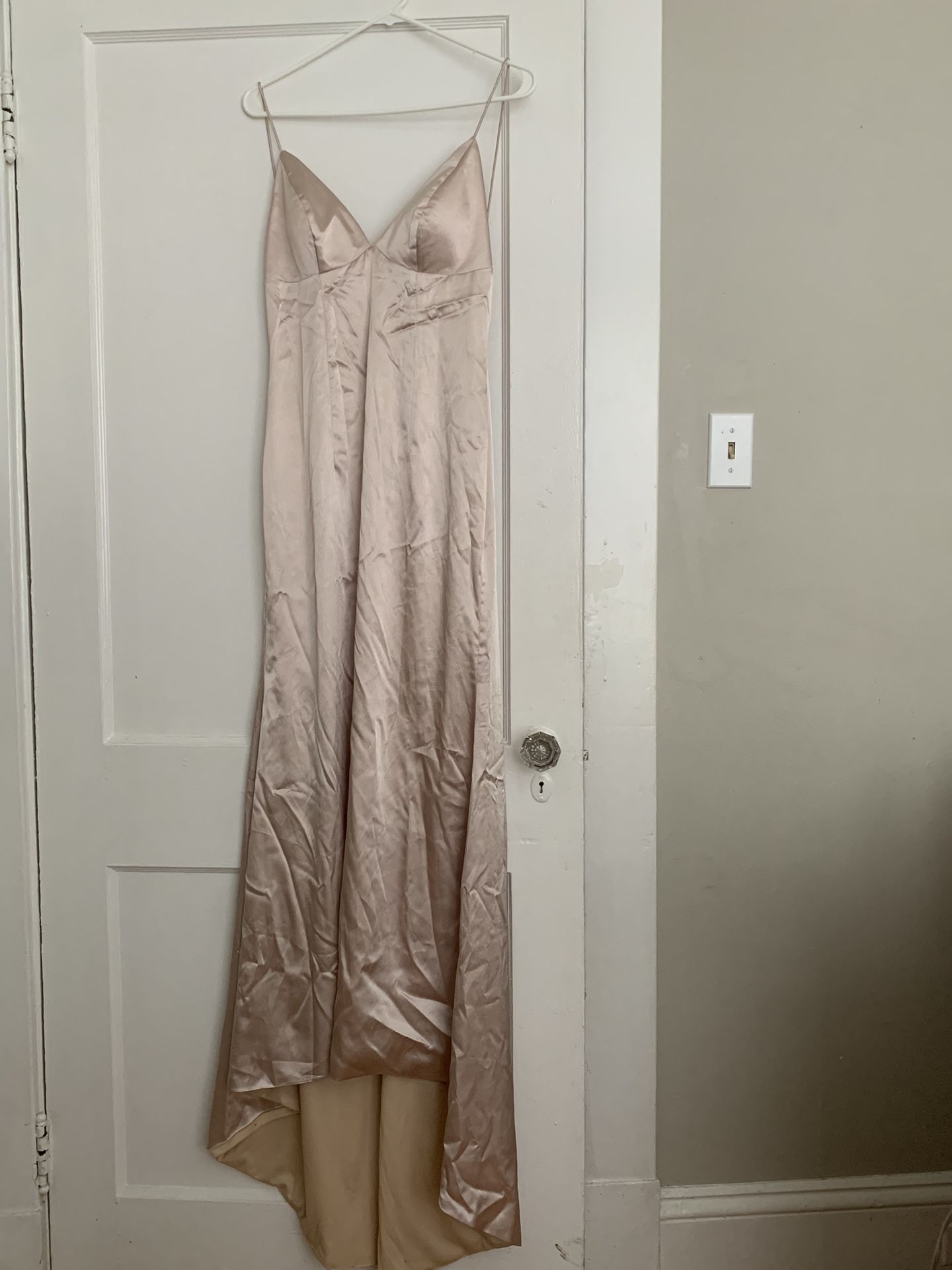 Backless Satin Champagney Blush Formal Dress