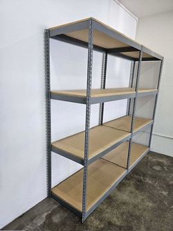 4 Tier Shelving 48 in W x 24 in D American Made Used Heavy Duty Steel Boltless Storage Rack Delivery Available