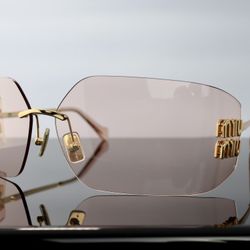 Miu Miu Oversized Runway Sunglasses in Pink Brown
