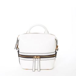 SUSU Ashley Small White Leather Backpack Purse