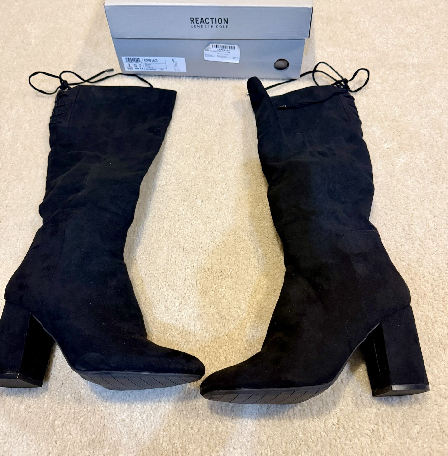 Kenneth Cole Corrie Lace black suede high boots