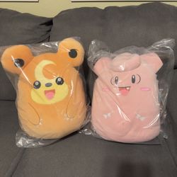 Pokemon Center Edition Squishmallow 12” Teddiursa + Clefairy