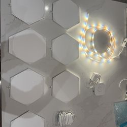 NANOLEAF LED panels + PHLIPS HUE light strand!