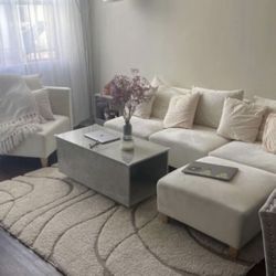 Beige Velvet Sectional 