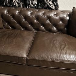 Genuine Leather Tufted Sofa 