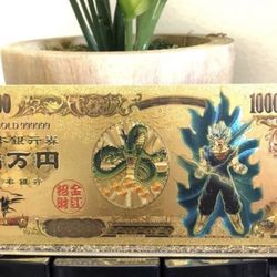 24k Gold Plated Super Saiyan Vegito Blue (Dragon Ball Z) Banknote