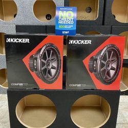 New (2) 12” inch Kicker CVR 800 Watts Max Car Audio Bass Subwoofers + Speaker Box 🔊🔥
