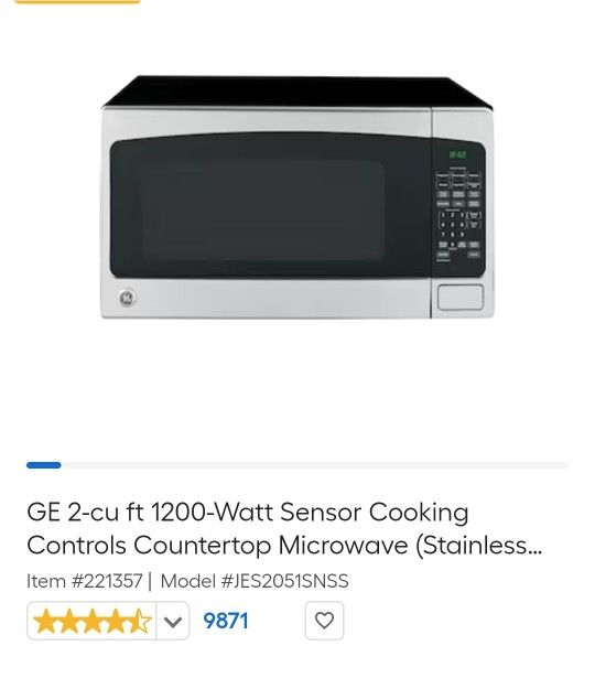 Barely Used GE Microwave Sensor Cooking