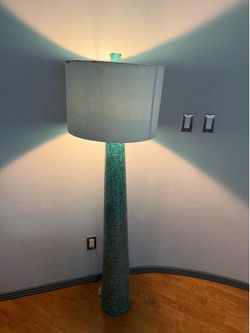 Tall Turquoise Mosaic Floor Lamp