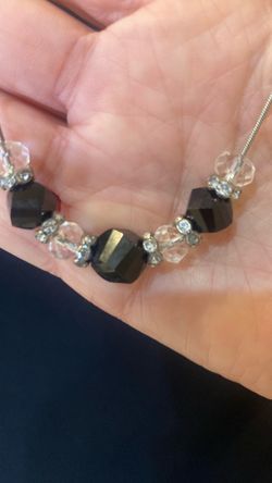 Silver & glass bead necklace 16”