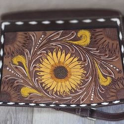 Leather Sunflower Purse 