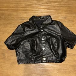 SHEIN Cropped Leather Shirt Size Large